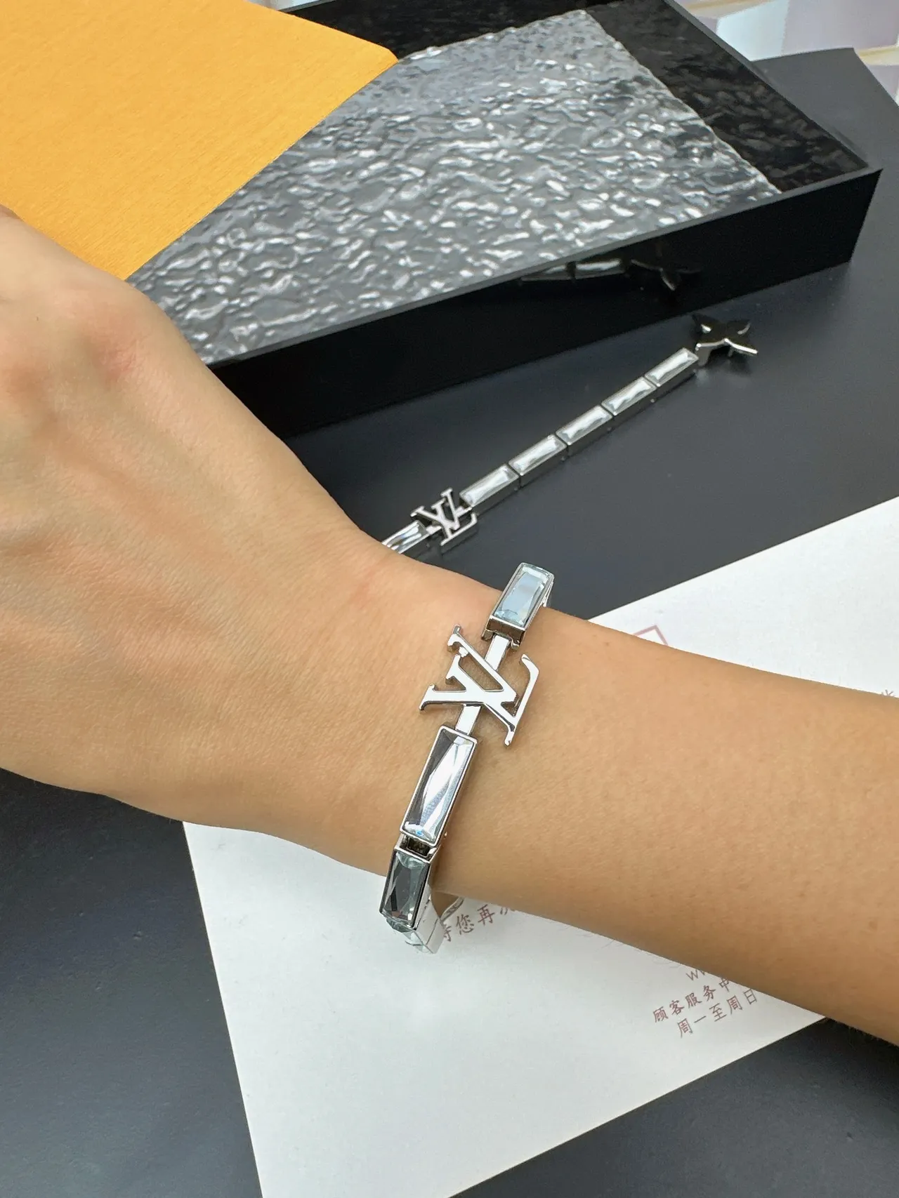 Louis Vuitton Crystal Monogram Silver-Tone Necklace 2