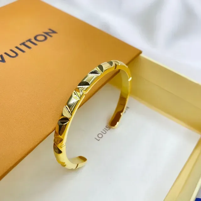 Louis Vuitton Faceted Geometric Open Cuff Bracelets 6