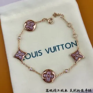 Louis Vuitton Cadena de Oro Rosa con Esmalte Floral y Cristal