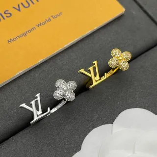 Louis Vuitton फूल अंगूठी Monogram Pavé Crystal Gold and Silver अंगूठियाँ