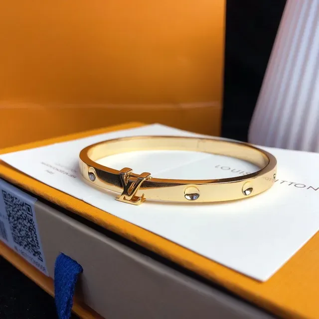 Louis Vuitton Gold Rigid Bangle Polished Bracelet 6
