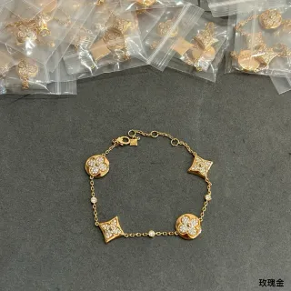Pulsera Louis Vuitton Cadena de Oro y Plata con Charms Florales Pavé de Cristal