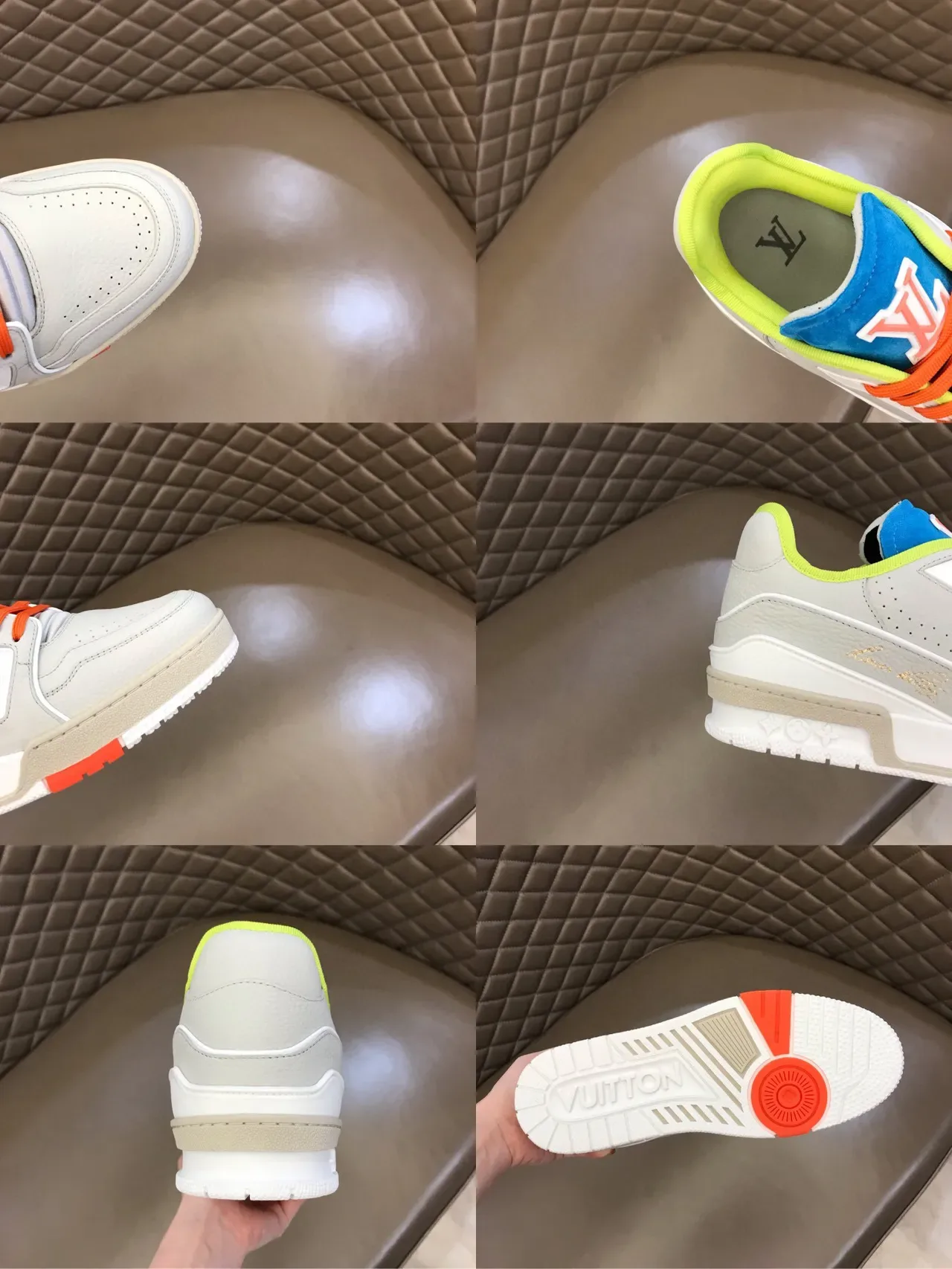 Louis Vuitton Cinza Multicolor Sola Média em Camadas Couro Superior Perfura do Tênis Lifestyle 2