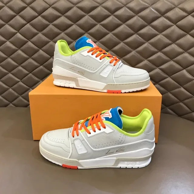 Louis Vuitton Cinza Multicolor Sola Média em Camadas Couro Superior Perfura do Tênis Lifestyle 6