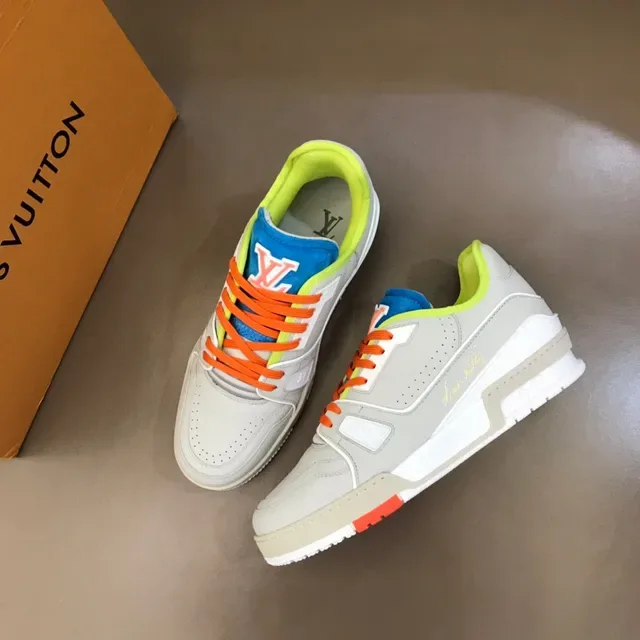 Louis Vuitton Cinza Multicolor Sola Média em Camadas Couro Superior Perfura do Tênis Lifestyle 9