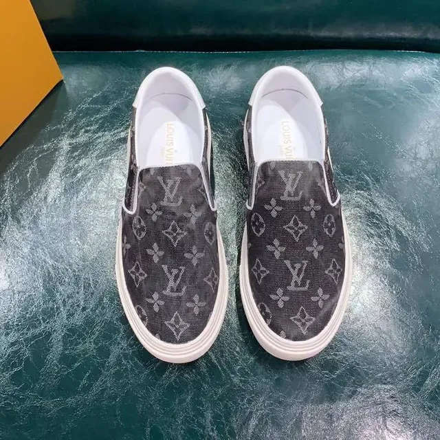 Louis Vuitton Gray White Monogram Canvas Slip-On Lifestyle Sneakers 3