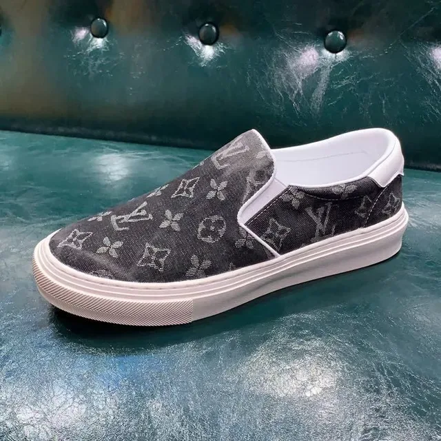 Louis Vuitton Gray White Monogram Canvas Slip-On Lifestyle Sneakers 5