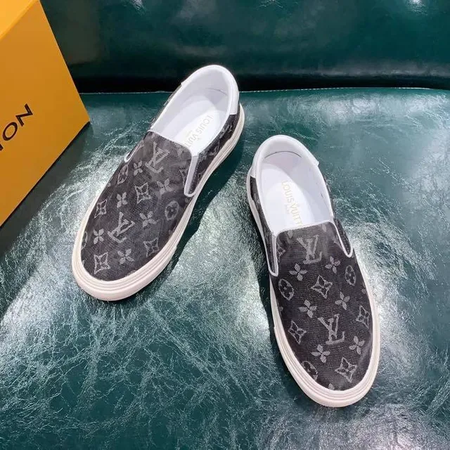 Louis Vuitton Gray White Monogram Canvas Slip-On Lifestyle Sneakers 9