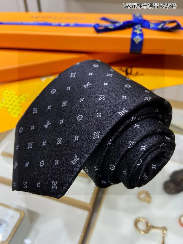 Louis Vuitton 灰白 Monogram-Print Silk-Weave Necktie 5