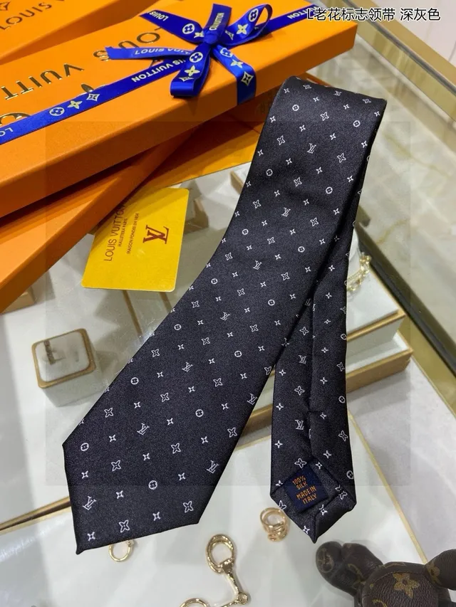 Louis Vuitton 灰白 Monogram-Print Silk-Weave Necktie 6