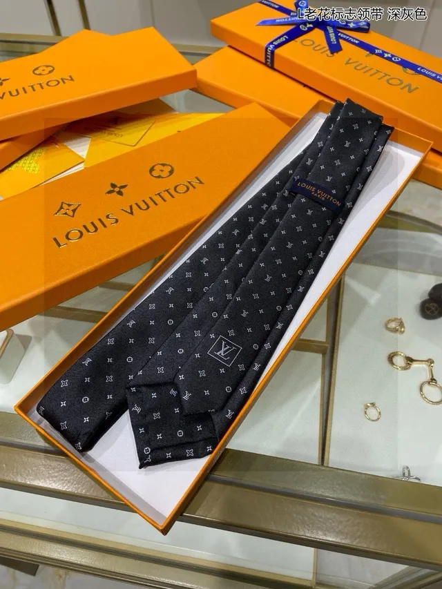 Louis Vuitton 灰白 Monogram-Print Silk-Weave Necktie 7