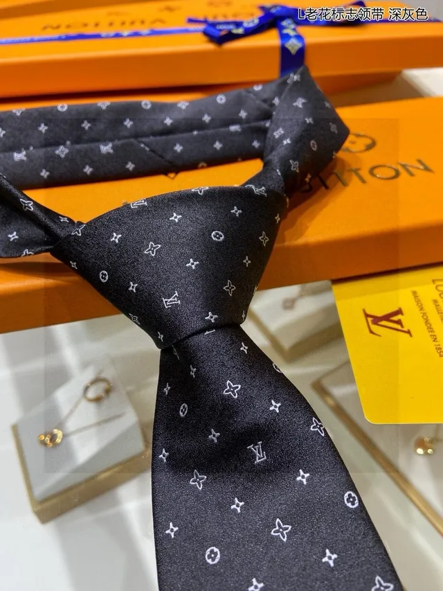 Louis Vuitton 灰白 Monogram-Print Silk-Weave Necktie 8