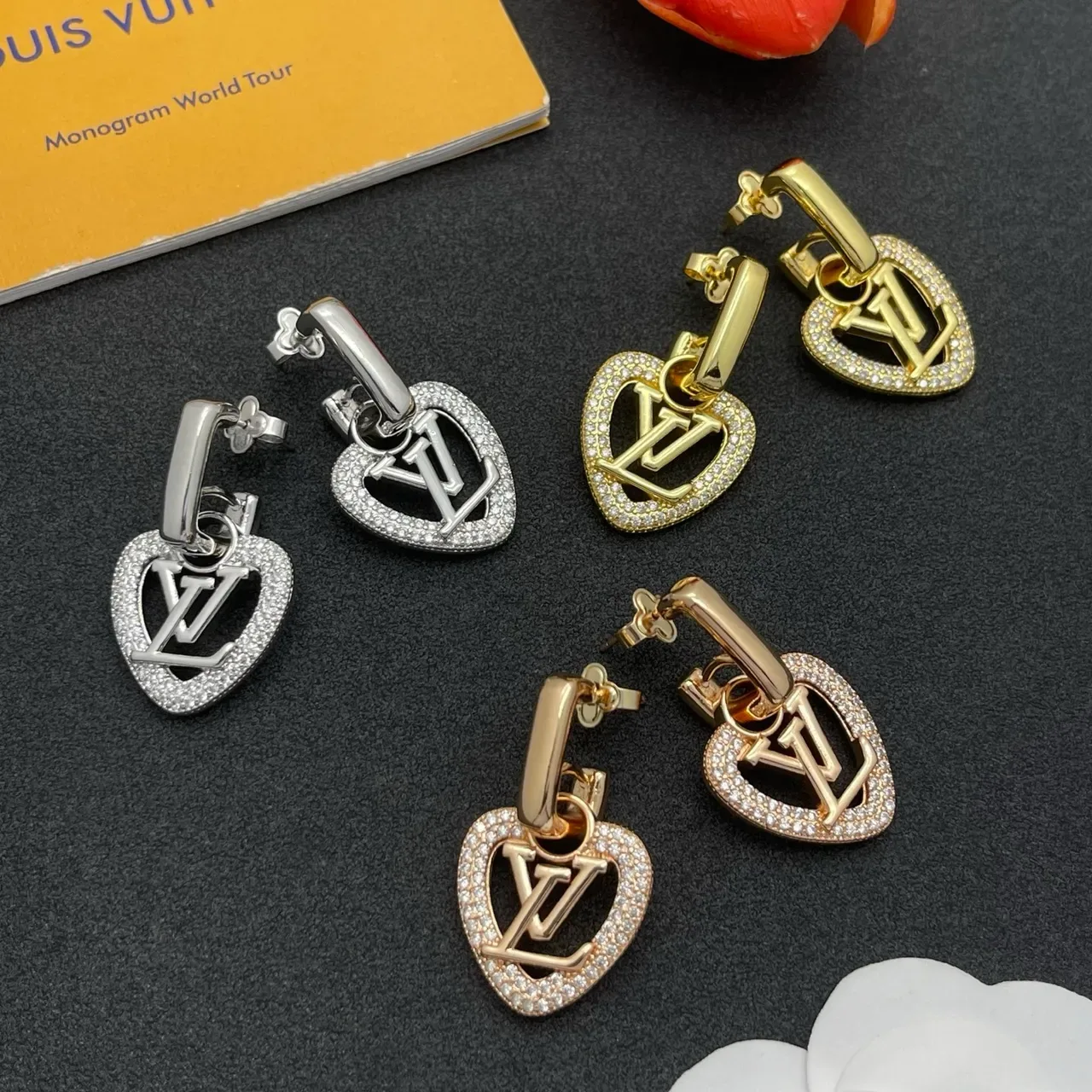 Louis Vuitton Heart Monogram Pavé Crystal Earrings 2