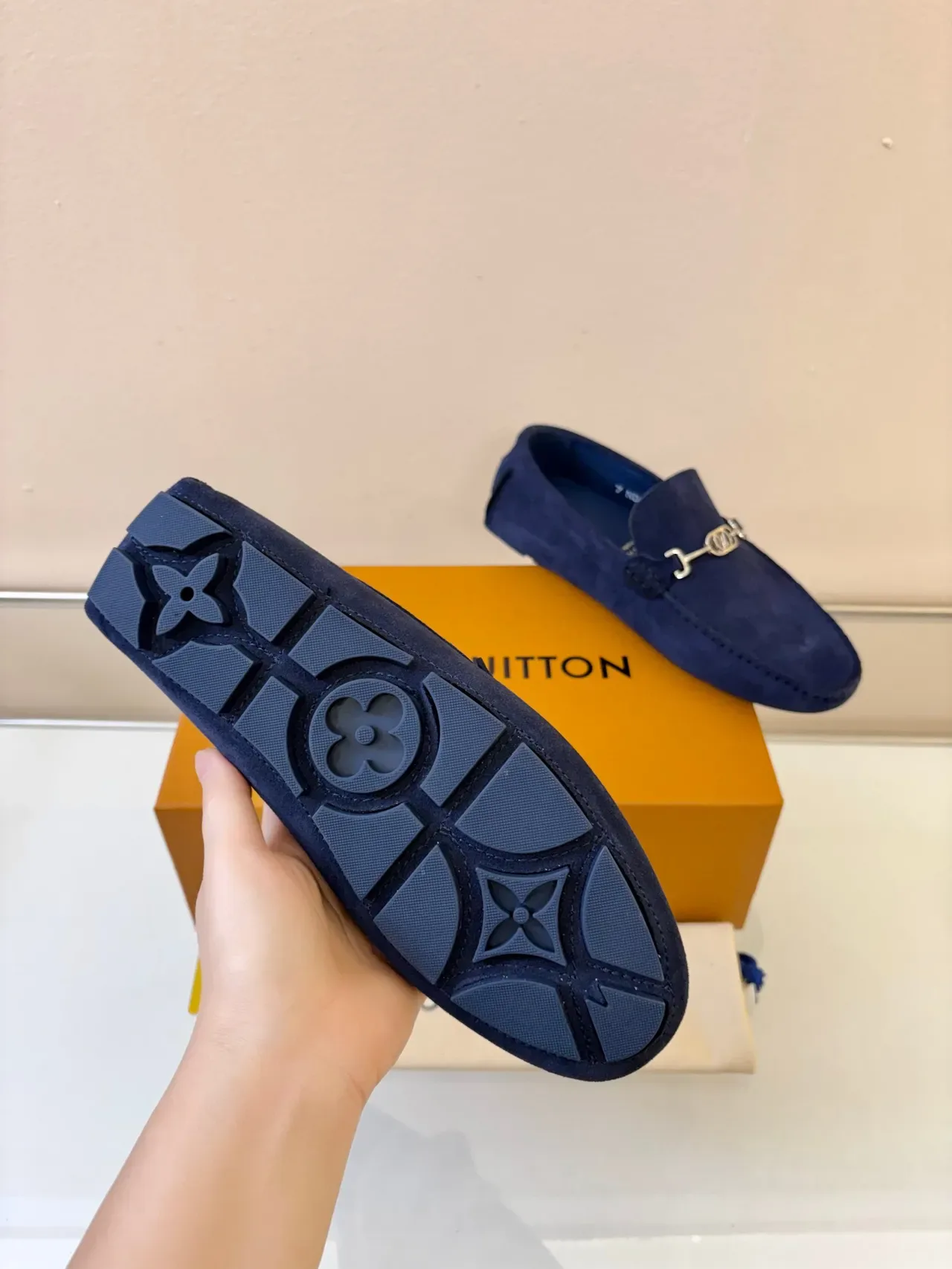 Louis Vuitton Horsebit 1955 Navy Suede Loafers 5