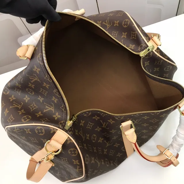 Louis Vuitton Keepall Bandoulière Monogram Canvas Marrón y Tan Duffle Bag 11