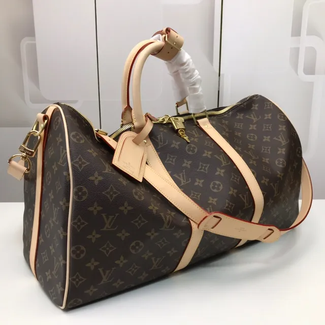 Louis Vuitton Keepall Bandoulière Monogram Canvas Marrón y Tan Duffle Bag 18