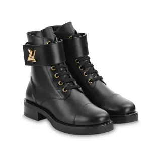 Louis Vuitton Le Cagole काले चमड़े की लपेटी पट्टी एंक्ल बूट
