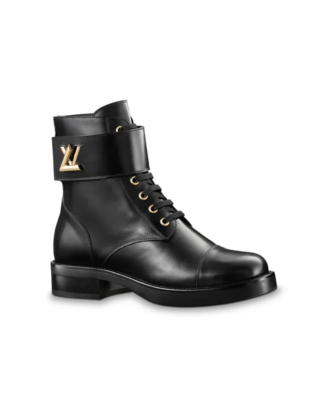 Louis Vuitton Le Cagole কালো চামড়ার মোড়া ফিতা এনকেল বুট 3