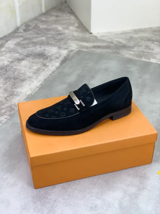 Louis Vuitton Loafer Black Silver Suede Monogrammed Loafer 5