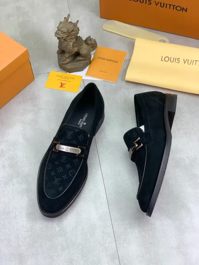 Louis Vuitton Loafer Black Silver Suede Monogrammed Loafer 6