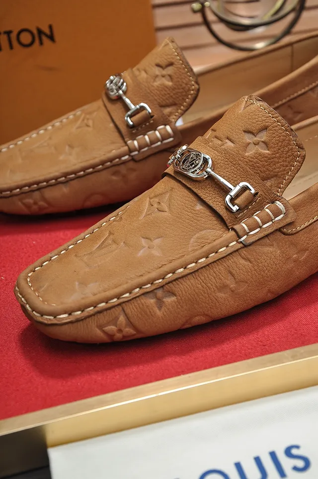 Louis Vuitton Loafer Brown Beige Monogram-Embossed Leather Horsebit Buckle Loafer 2