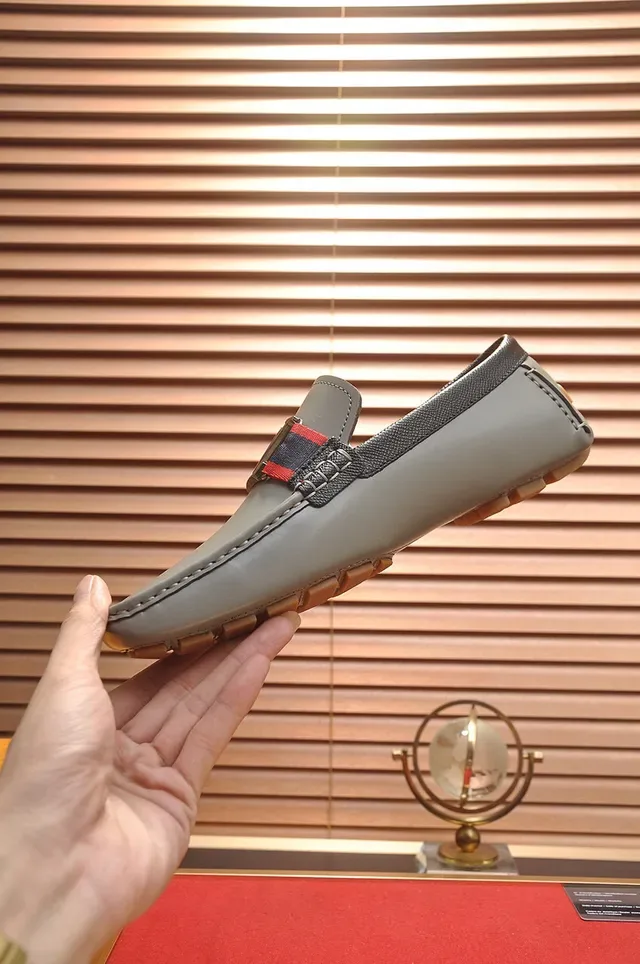 Louis Vuitton Loafer Gray Red Leather LV Buckle Strap Loafer 6