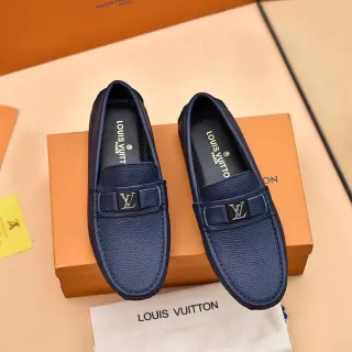 Louis Vuitton Mocasines Cuero Granulado Azul Marino Slip-On
