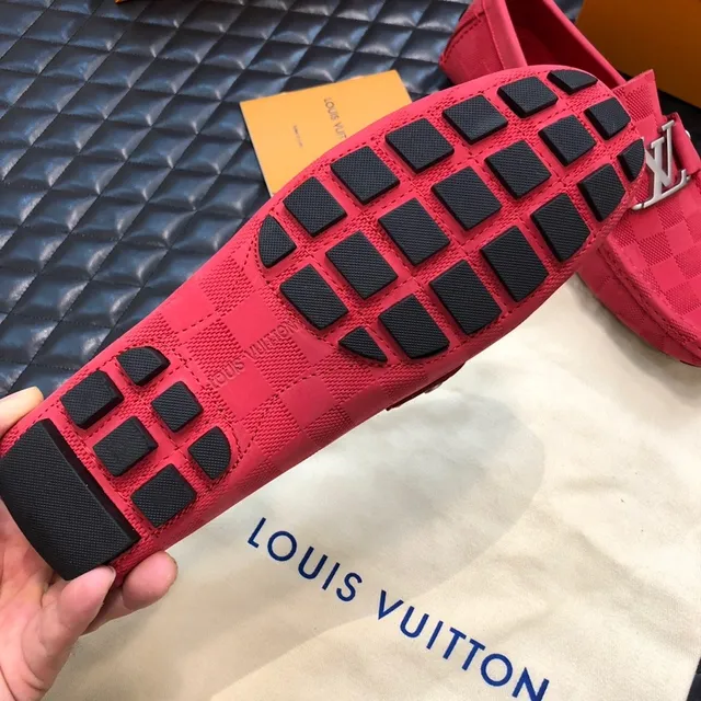 Louis Vuitton Loafer Red Checkered Damier Canvas Loafers 4