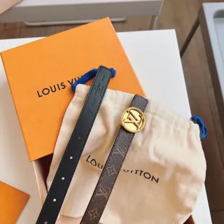 Louis Vuitton LV Belt Brown Black Monogram Canvas Smooth Leather Belt