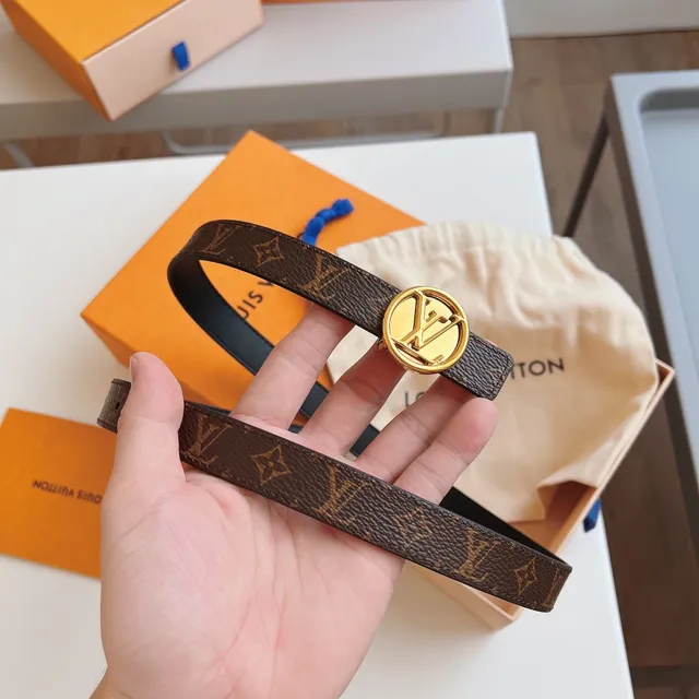 Louis Vuitton LV 棕黑印花帆布光滑皮革腰带 4