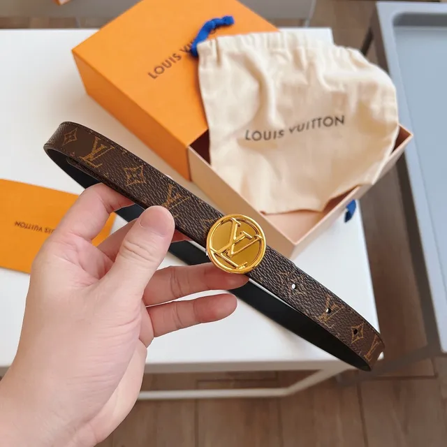Louis Vuitton LV 棕黑印花帆布光滑皮革腰带 7