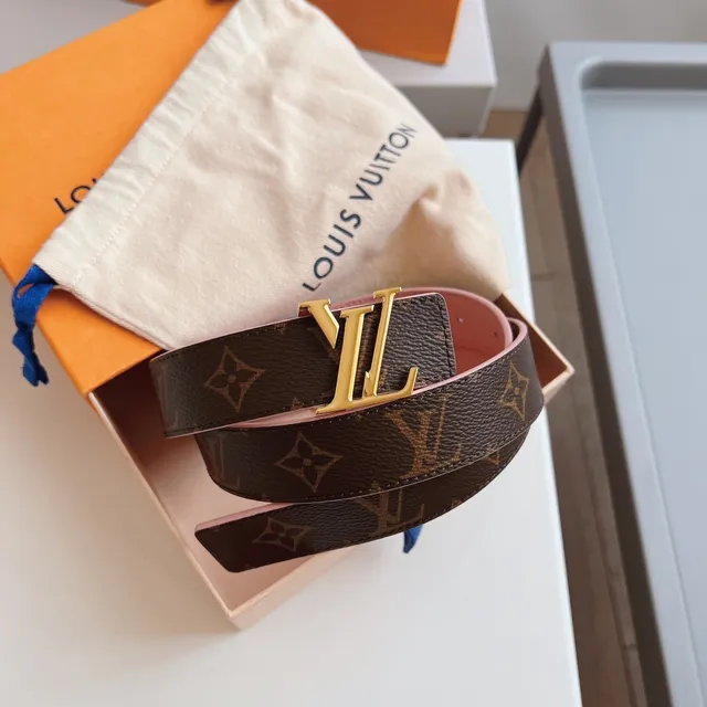 Louis Vuitton LV Belt Pink and Monogram Canvas Leather Belt 3
