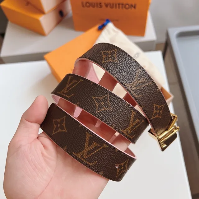Louis Vuitton LV Belt Pink and Monogram Canvas Leather Belt 6