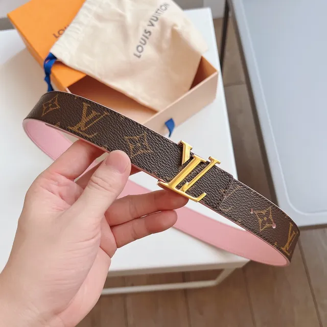 Louis Vuitton LV Belt Pink and Monogram Canvas Leather Belt 9