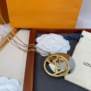 Louis Vuitton LV Pingente Círculo Dourado Interlocking Monograma
