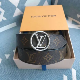 Louis Vuitton LV 圆形花纹棕色皮革腰带