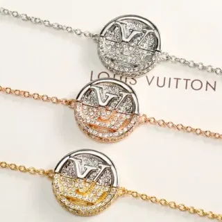 Louis Vuitton LV Pulsera Circular Plata Oro Pavé-Set Cristal Charm Monograma