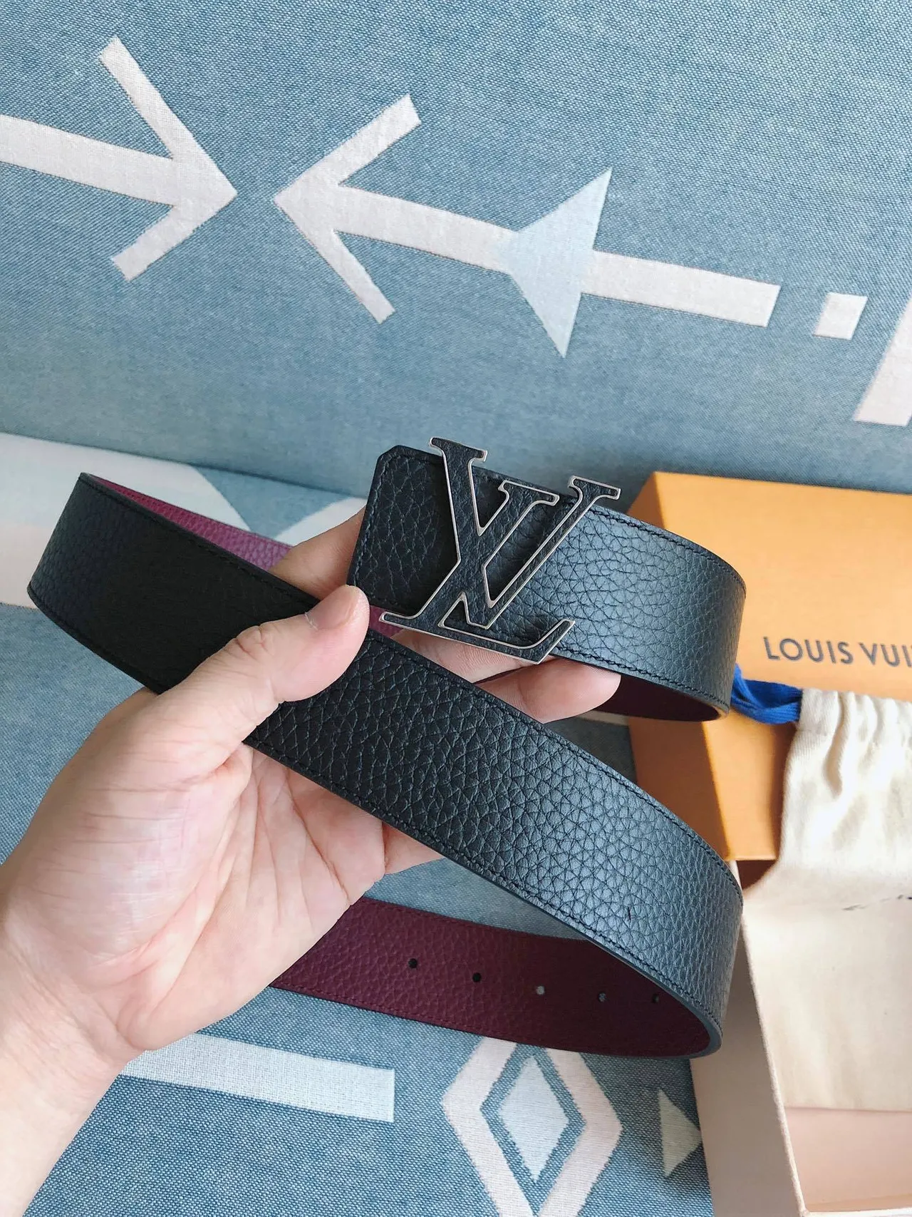 Louis Vuitton LV Initiales Belt Black Pebbled Leather Belt 3