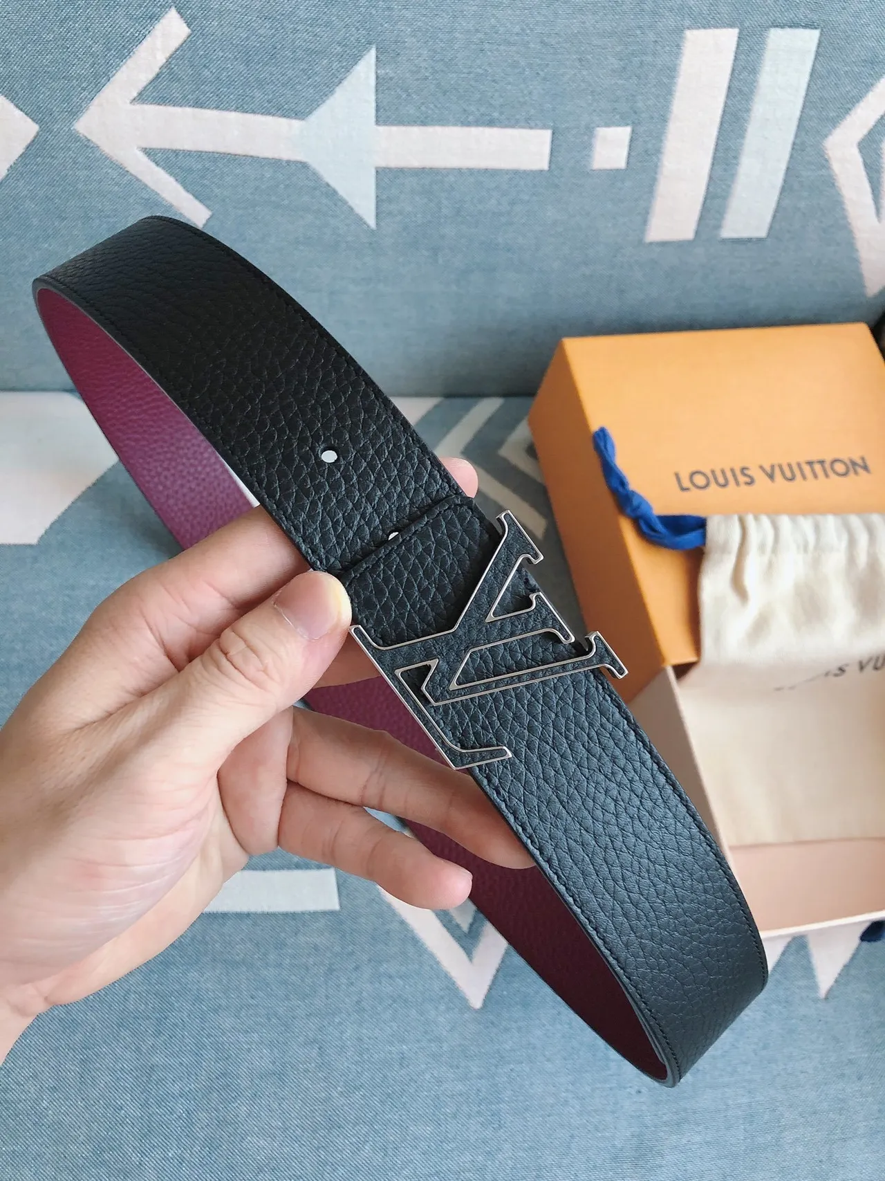 Louis Vuitton LV Initiales Belt Black Pebbled Leather Belt 5