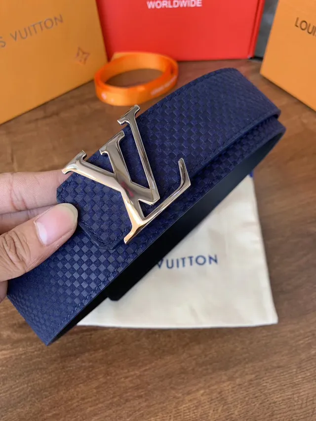 Louis Vuitton LV Initiales काली बुनी हुई चमड़े की पट्टा 22