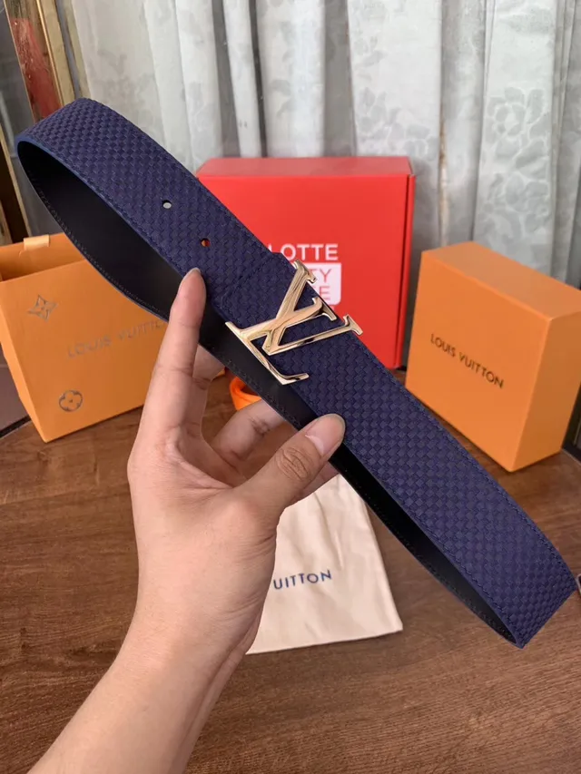 Louis Vuitton LV Initiales काली बुनी हुई चमड़े की पट्टा 24