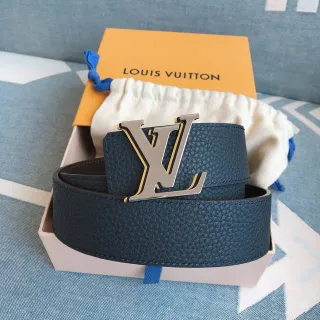 Louis Vuitton LV Initiales Blue Pebbled Leather Belt