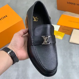 Louis Vuitton LV লোফার কালো গ্রেন্ড লেদার পেনি লোফার