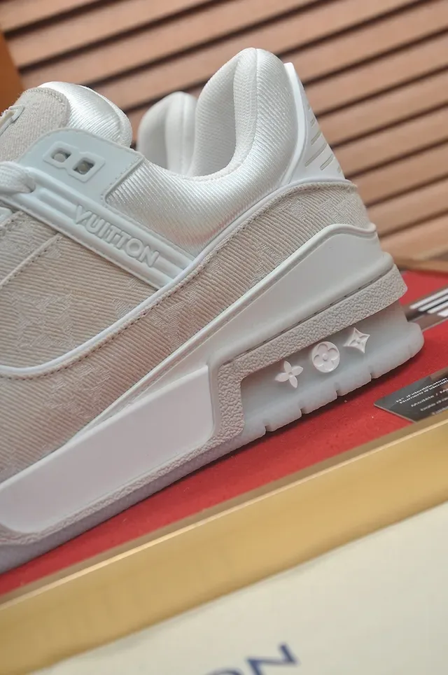 Louis Vuitton LV Trainer Beige White Monogram Jacquard Upper Layered Sculpted Midsole Lifestyle Sneakers 2