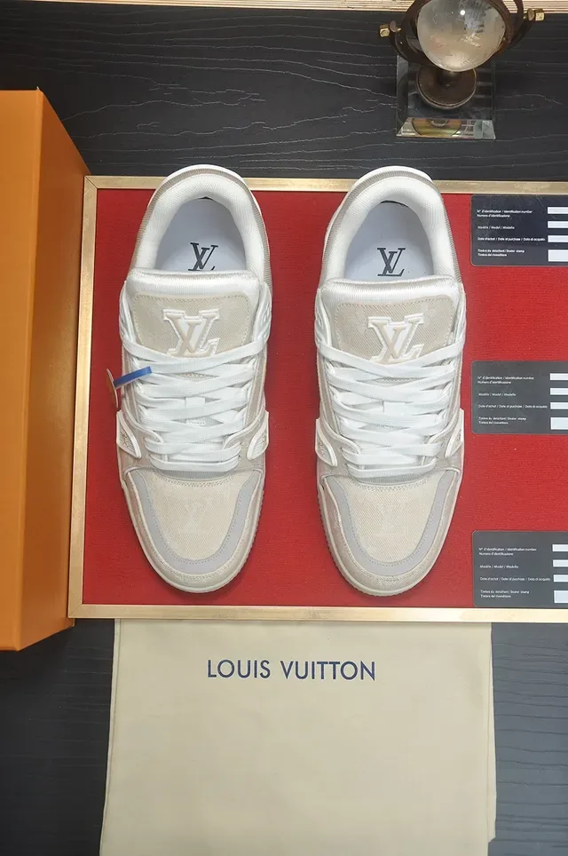 Louis Vuitton LV Trainer Beige White Monogram Jacquard Upper Layered Sculpted Midsole Lifestyle Sneakers 5