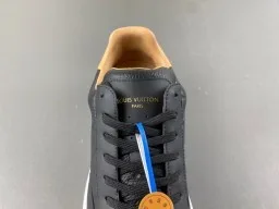 Louis Vuitton LV Trainer Black Beige Monogram-Embossed Leather Low-Top Lifestyle Sneakers 6