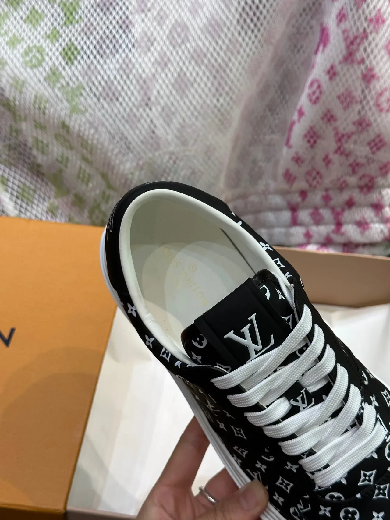 Louis Vuitton LV Trainer Black White Monogram-Print Canvas Low-Top Silhouette Lifestyle Sneakers 6