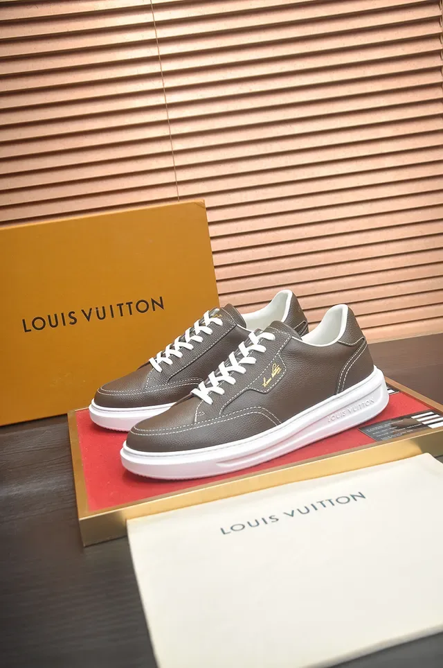 Louis Vuitton LV Trainer Brown White Leather Upper Platform Sole Lifestyle Sneakers 4