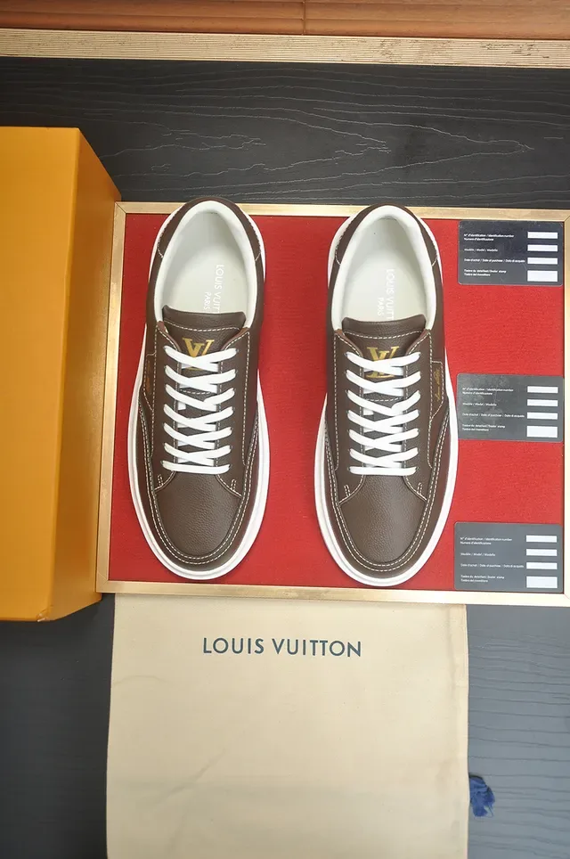 Louis Vuitton LV Trainer Brown White Leather Upper Platform Sole Lifestyle Sneakers 5