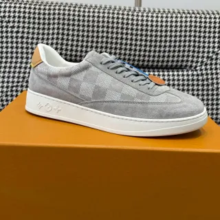 Louis Vuitton LV Trainer Gris Blanco Ante Patrón Monogram Checkered Zapatillas Lifestyle